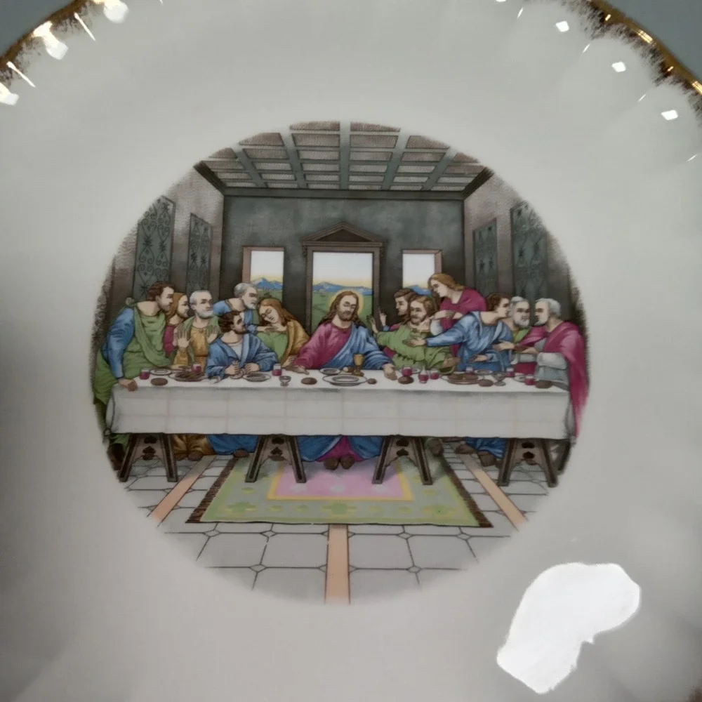 W.S. George Last Supper Collector Plate 22k Gold Trim Scalloped B9181 Vintage‎